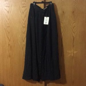 Black Botton Up Denim Skirt